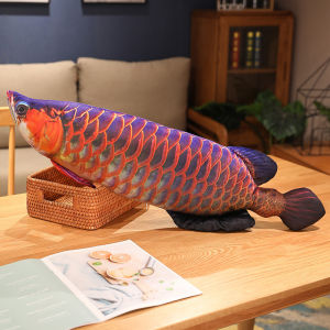 Nice 1pc Cuddleable Lifelike Gold Arowana Plush Toys Stuffed Soft Fish Doll Soft Fish Pillow Plush Arowana Cushion Cats Toys