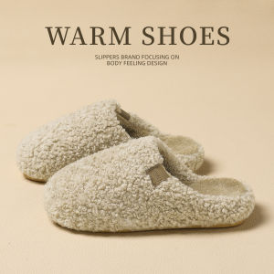 Dép Bông Lông Cừu Mùa Đông 2025 Mới Cho Nữ Trong Nhà Ấm Áp Chống Trượt Thời Trang Phong Cách Ngọt Ngào Đế PVC Đế Dày