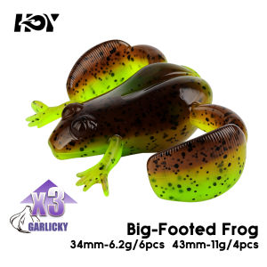 KINGDOM | Kingdom 4pcs Soft Frog Lure 34mm 6.2g  43mm 11g Floating High Elastic TPE Large Footed Artificial Frog Bait For Bass Fishing