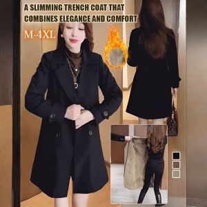 Mid-length wool trench coat Slim mid-length coat New styles for autumn and winter Fashionable fleece