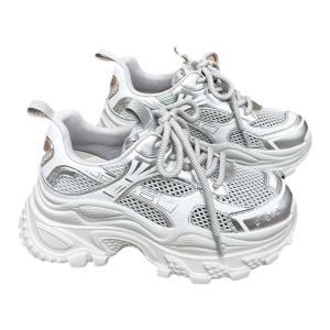 LANKAMO | Womens Thick Bottom Dad Shoes Summer New Style Breathable Mesh Lightweight Sporty White Sneakers Casual Round Toe Rubber Sole