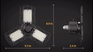 MKEPS LED Garage Light Bulbs Super Bright Ceiling Lights With 4 Fan Blade Lamp Adjustable 60W Bulbs For House E26/E27