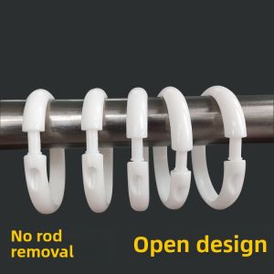 Thickened Plastic round Shower Curtain Hooks Rings Large Size Curtain Buckles Open Ended Hooks for Bath Curtain Accessories