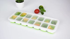14 Grid Silicone Ice Tray Ice Cube Maker Baby Food Puree Mold Container Lid Bekas Pembuat Ais Batu 硅胶冰格辅食盒