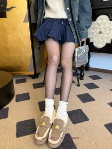 Ultra-Thin Silver Polka Dot Womens Stockings Christmas Party Black Silk Crotch Core Spandex Leggings Shaping Beauty Tights