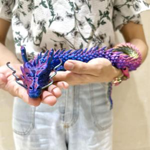60Cm/23.62In 3D Printed Dragon Moveable Joints Animal Model Home Desktop Decoration Ornaments Gift Collection Statue