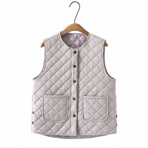Áo Vest Cotton Mỏng Nhẹ Họa Tiết Kim Cương Cỡ Lớn Ấm Áp Mùa Thu Đông Áo Vest Cotton Polyester Trang Phục Công Sở Thường Ngày