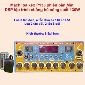 Mạch loa kéo P135 phiên bản mini lập trình chống hú công suất 130W
