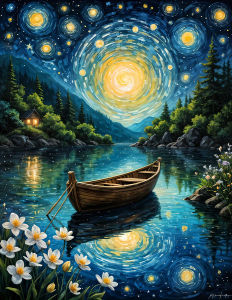 HUACAN Diamond Mosaic Novelties 2026 Boat Lake River Flower Landscape Home Decor Diamond Art Painting Starry Sky Embroidery