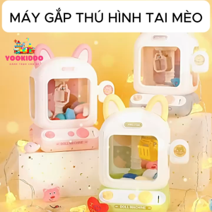Máy Gắp Thú Tai Mèo LC-013 Dùng Pin Và Sạc Đồ Chơi Gắp Gấu Mini Kèm 10 Gấu 10 Bóng Cho Bé