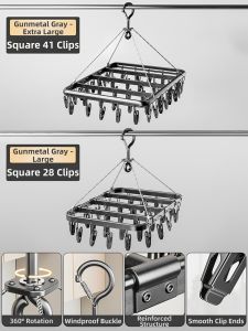 youqin | Stainless Steel Socks Drying Rack Multiple Clips