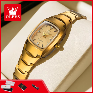 OLEVS | OLEVS 7006 Womens Watches Fashion Tonneau Dial Luxury Tungsten Steel Waterproof Wristwatch for Women Elegant Retro Ladies Watch