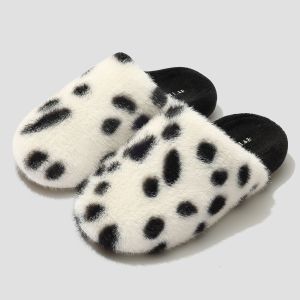 Dép Bông Lông Cừu Thời Trang Cho Nữ Dép Bông Đế Phẳng Trong Nhà Dép Cặp Đôi Mùa Thu Đông Dép Lười Cho Nữ Dép Lười Cotton Pha Trộn