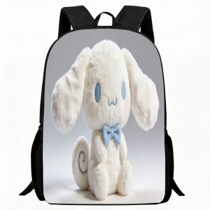 Sanrio | Kids Bag Plush Style Puppy with Blue Bow Print Backpack Lightweight Breathable School Bag Adjustable Casual Daypack for Kids Ele