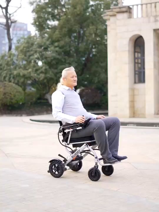 BURIRY Electric Wheelchair Medical Wheelchair Full Alloy 14KG Portable 6Ah Lithium Battery 360Watts 10Km Endurance