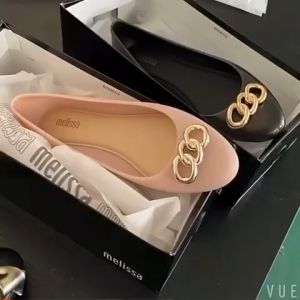 Melissa jelly shoes Ori1:1 with Gold Bownot ( 35/36 - 39 )