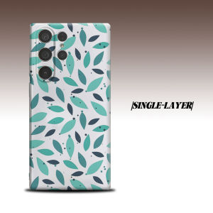 Minimal Teal Leaf Dot For Samsung Galaxy S26 S25 S24 A56 A36 Dual Layer Luxury Fashion Full Lens Protective Case