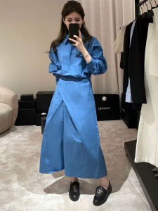 CHOUXIE | French Style Blue Waist Accentuating Dress