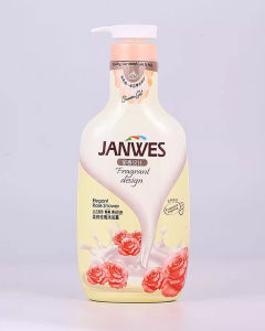 Janwes Shea Butter Bath Shower Gel Moisturizing Rose Tea Flower Soft Elegant Long Lasting Fragrance for Any Skin Type 1000ml