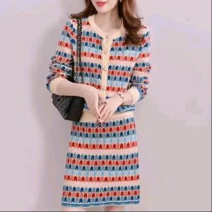 ●ECLAIRE● 003 Setelan Rok Knit Rajut Lengan Panjang longsleeves Vintage Classy Tribal Kerja Kantor Kasual Casual Korea Mode Modis Trendy Import 3859