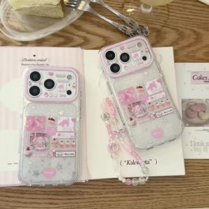 Sanrio | Japan Korea Glitter Star Melody Illustration Shockproof Phone Case For iphone 17 16 15 Pro Max Lens Protective Cover With Chain