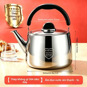 YANXING | Ấm Đun Nước Còi Báo 304 Stainless Steel 5L/6L