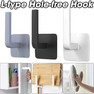 L-Shape Punch-Free Adhesive Hook Wall Mounted Cloth Hanger for Coats Hats Towels Clothes Kitchen Rack Roll Bathroom Holder Multifunctional Wall Kitchen Door Creative Hook