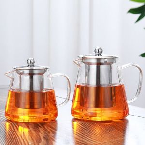 Bình Trà Thủy Tinh Chống Nóng Borosilicate có Lọc