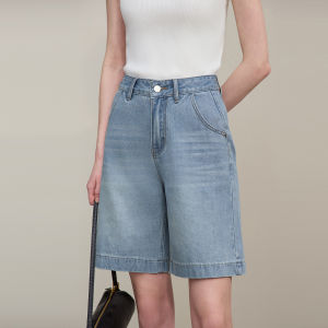 AMII | Vintage Denim Style High Cotton Wide Leg Shorts