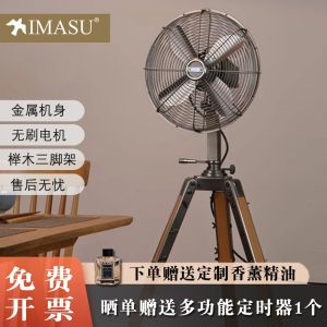 Imasu Retro Metal Floor Fan Adjustable Height 12 Inch Standing Fan Hong Kong Artistic Electric Fan Home Use Floor Fan