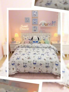 Cute Sanrio Pachacco Cartoon Bedsheet Set🔥Super Soft Cotton Suitable for Any Room Decoration