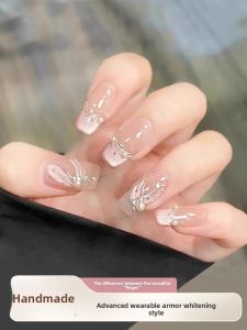 MONLEYTA | Handmade Nail Tips Wearable False Nails Short To Medium Long Autumn Winter New Arrival High End Feeling Nail Patches Finished Product