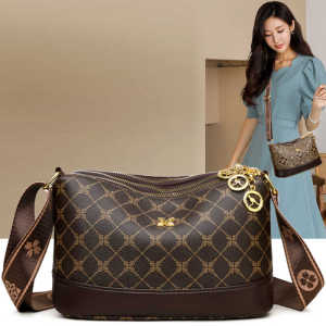 Túi Đeo Vai in Họa Tiết Nhẹ Nhiều Lớp Cho Phụ Nữ Trung Niên Túi Đeo Chéo Nhỏ Thời Trang Cho Bà Ngoại Túi Đeo Vai Mềm Mại Phong Cách Cổ Điển