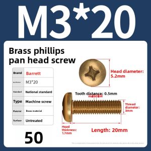 BAIRUITE | Brass Cross Head Screw Copper Screw Half Round Head Small Screw Accessories