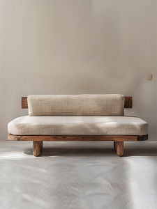 Rustic Modern Detachable Wooden Sofa for Homestay Living Room Luxury Comfortable Three Seater Double Seater Original Wood Sofa