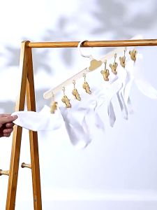 BOSSLU Hanger Pengering Baju Gantungan Pengering Pakaian Dengan 8 Pcs Jepitan Kait Multifungsi