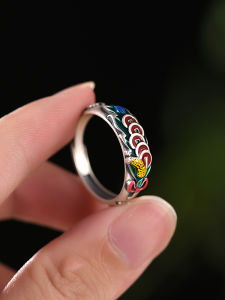 99 Pure Silver Ring for Men And Women with Enamel Design Chinese Five Emperor Coins 2026 Horse Year Gift by Luo Tai Old Silversmith