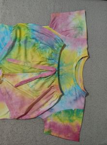Colorful printed shorts and shirt set with zebra leopard stars lips and abstract patterns.