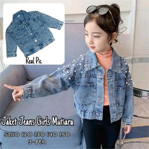 JAKET JEANS ANAK PEREMPUAN KOREAN STYLE CASUAL APLIKASI MUTIARA