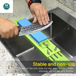 Adjustable PU plastic sharpener with Thickened Sharpening Stone Base and Water Tank - Fixed Household Sharpening Stone Holder