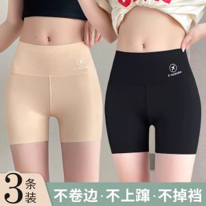 กางเกงกันลื่นสำหรับผู้หญิง ทรงสั้น ทรงหลวม ระบายอากาศได้ดี กางเกงชั้นในเอวสูง ผลิตจากผ้าไหมน้ำแข็ง ไร้ตะเข็บ