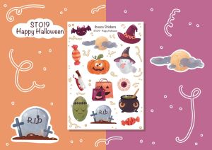 Sticker tự thiết kế - sticker sheet happy halloween - hình dán sổ nhật kí bullet journal - unim026