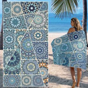 Microfiber Beach Towel Exquisite Prints Thin Quick Dry Absorbent Extra Large Towel for Beach Swimming Camping Yoga Bath Sports