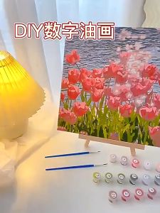 🔥[มีเฟรม] ระบายสีตัวเลข 20x20cm ✨เซ็ตครบ! ภาพอะคริลิก+แปรง3ขนาด 👶 ของขวัญเด็ก DIY ฝึกสมาธิ 🎨 แถมสีคุณภาพ