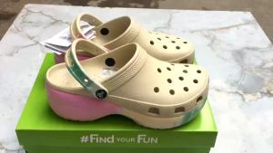 CROCS - Sục classic đế cao gót hồng cho nữ - PB213