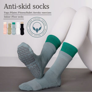 Pilates socks Women Long tube Aerobic exercises fitness Socks Non Slip Shock  Absorption Breathable yoga socks aerobics cotton Sports socks Indoor  Floor socks