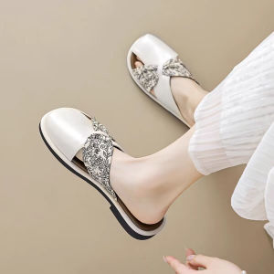 Large Size Womens Sandals 41-43 Summer Outdoor Wear Pregnant Women Slip-On Anti-Slip Half Slippers Square Head Mules Shoes