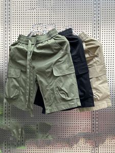 กางเกงขาสั้นชายผ้าฝ้ายทรงหลวม กางเกงขาสั้นชายชายหาดฤดูร้อน ทรงห้าส่วน สไตล์เกาหลี กางเกงขายาวทำงาน สวมใส่สบาย สำหรับผู้ชาย