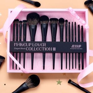 Bộ cọ trang điểm Jessup 14 cọ trang điểm Phấn nền Phấn mắt Che khuyết điểm Phấn mắt kèm hộp quà tặng Elegant black T336-G
