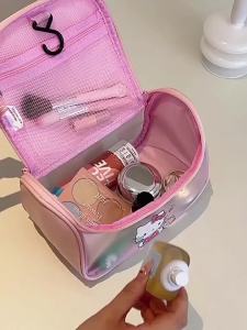 100% Authentic Sanrio Hello Kitty Cosmetics Bag Storage Bags Semitransparent Cartoon Dual Zipper Travel Portable Kuromi Birthday Gifts Melody 2952-906